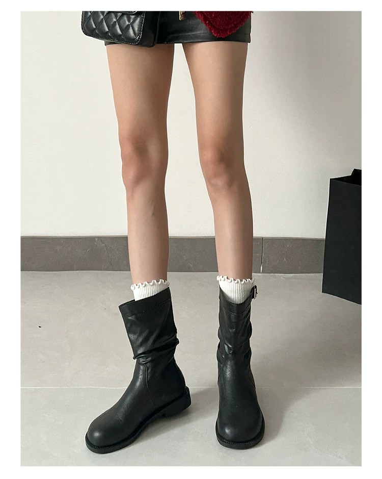 Ruched Platform Ankle Boots
