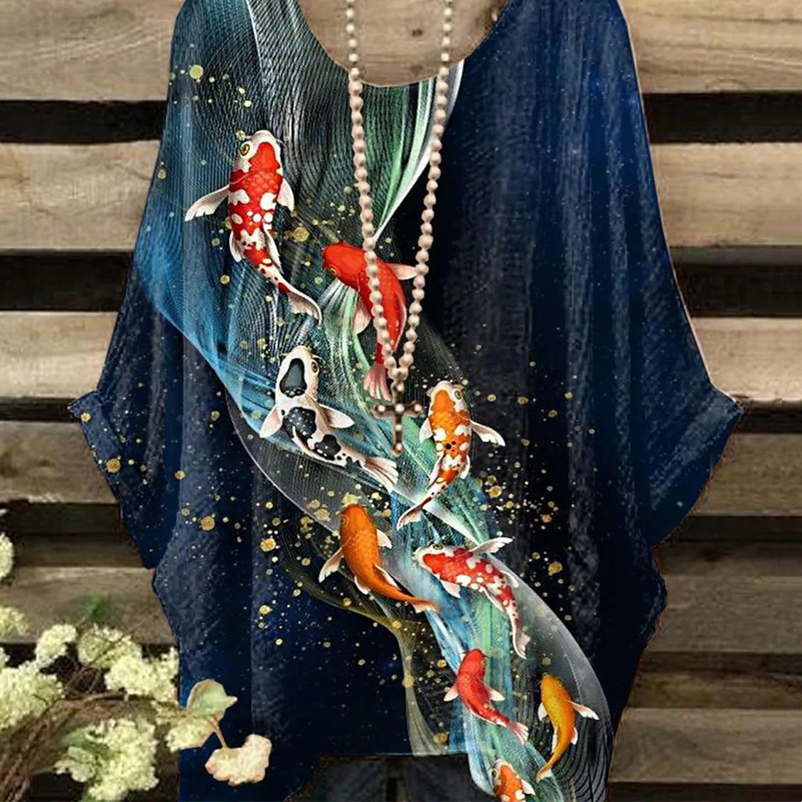 Women's Fashion Retro Temperament Print Irregular Short Sleeves