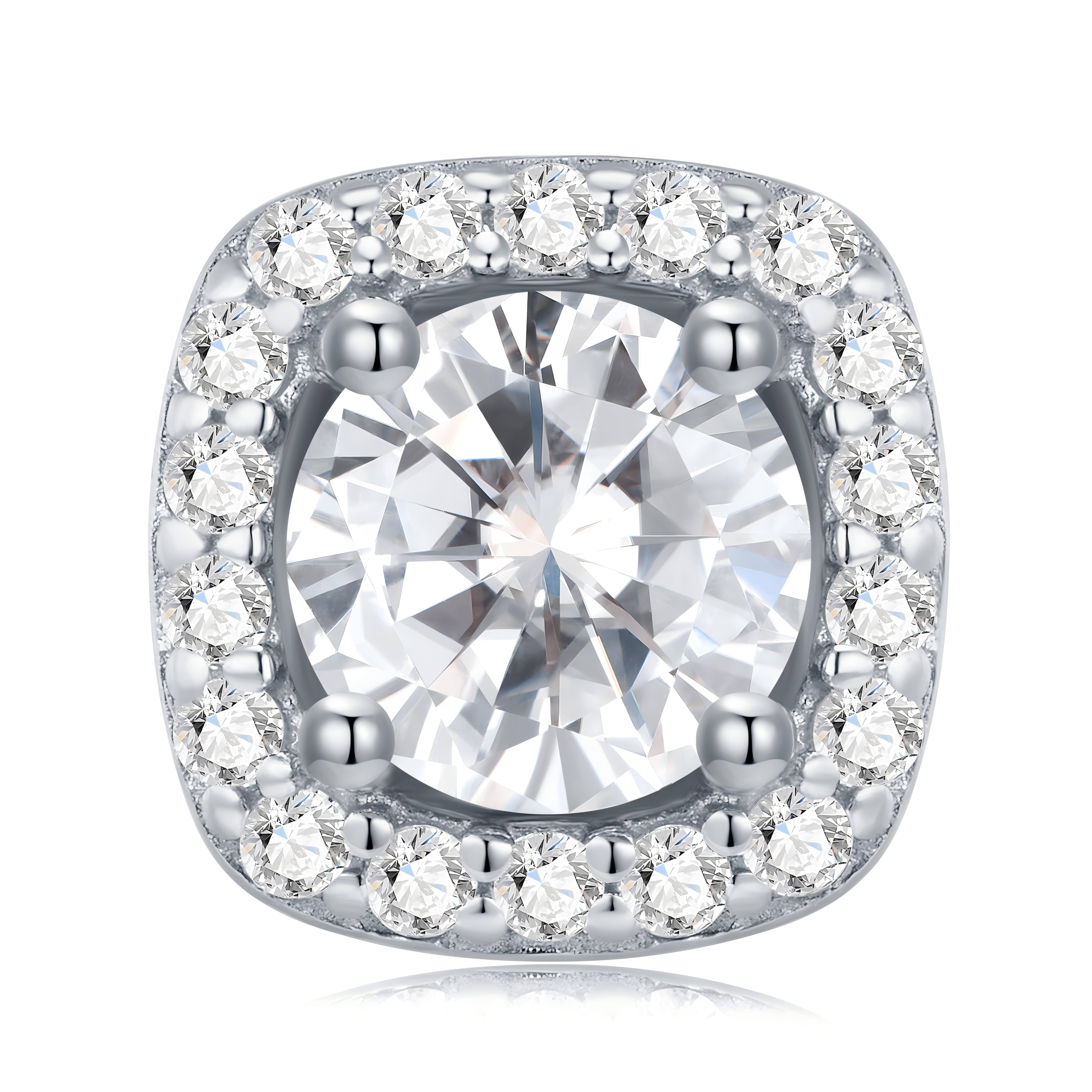 S925 Sterling Silver 3ct D-VVS1 Moissanite Stud Earrings, Cushion Halo Platinum Plated Jewelry With GRA Certificate Gift Box