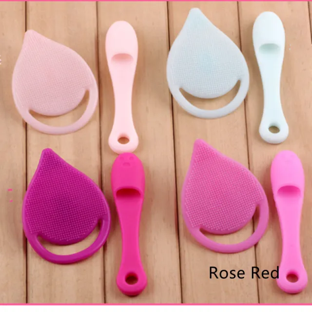Silicone Drop shaped Facial Cleansing Instrument Set Rose Red - Shop at LoveMi