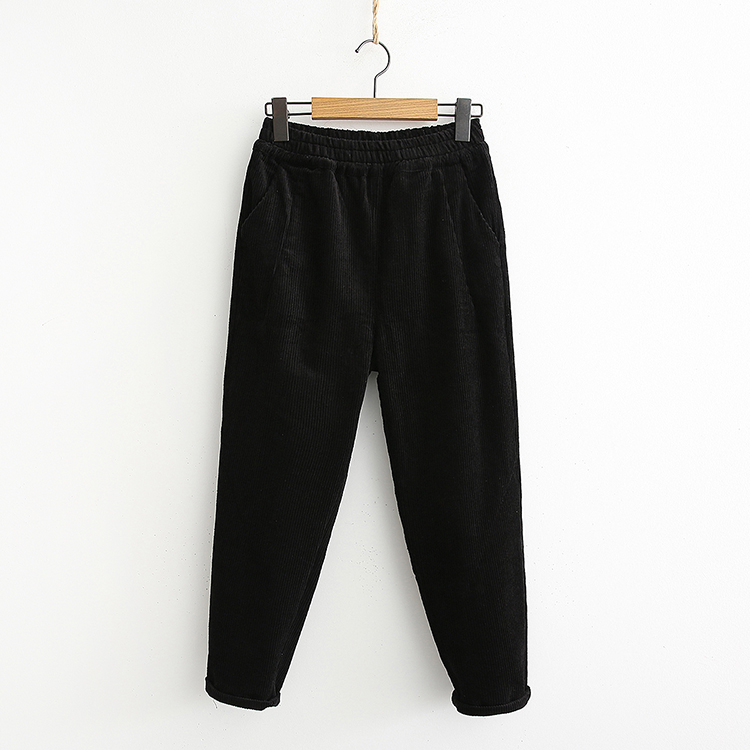 Ladies Fashion Corduroy Harem Pants Vintage Black - Shop at LoveMi