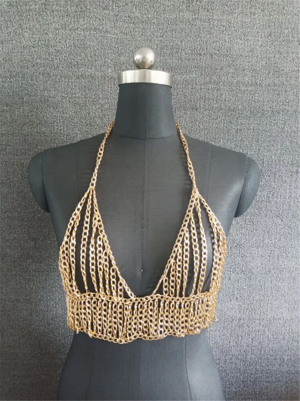 European And American Nightclub Exaggerated Metal Chest Chain Vest