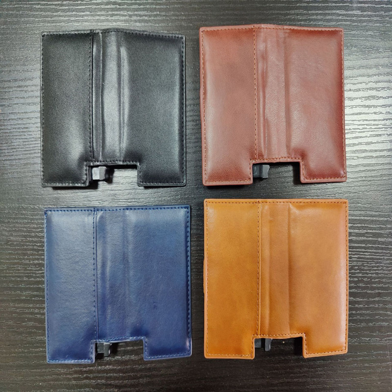 Leather Anti-theft Brush Metal Card Bag