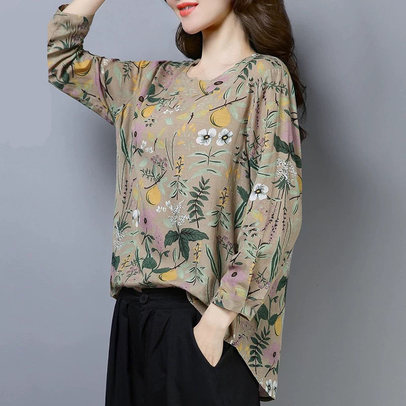 New Floral Long-sleeved Women's Bottoming Shirt