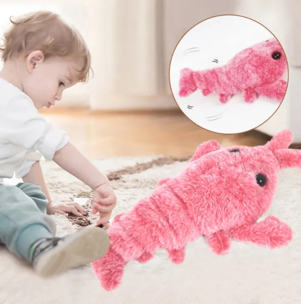 Pet Toys Electric Jumping Shrimp USB Charging Simulation Lobster Funny Cat Plush Pets Toy – image 2
