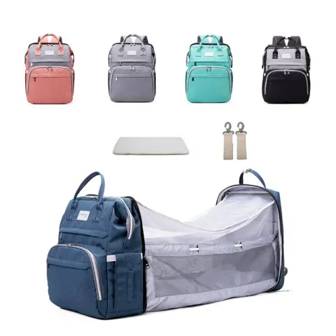Multifunctional Maternity Diaper Backpack Upgraded with Removable Mosquito Net