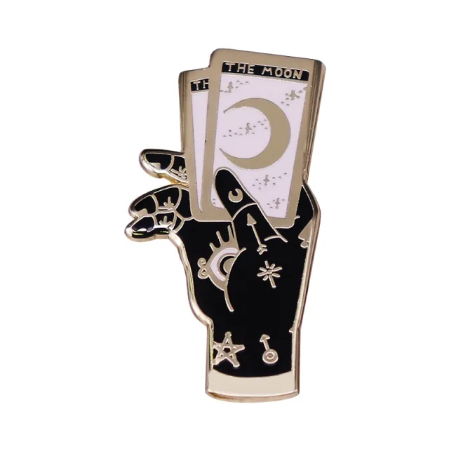Mysterious Hand Brooch Moon Badge Divination Accessories Gold - Shop at LoveMi