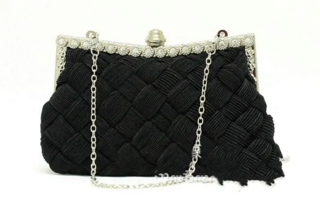 Diamond Bridal Clutch Bag Fold Dress Female Cloth Bag Black - Shop at LoveMi
