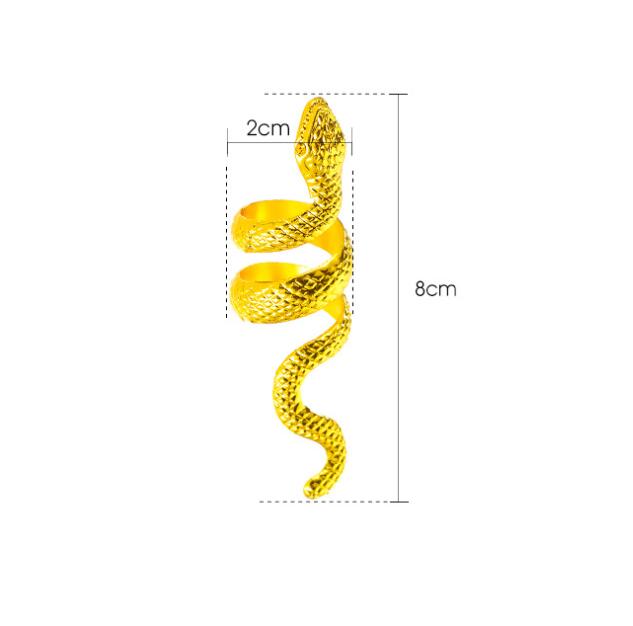 Retro Exaggerated Alloy Animal Snake Print Ring