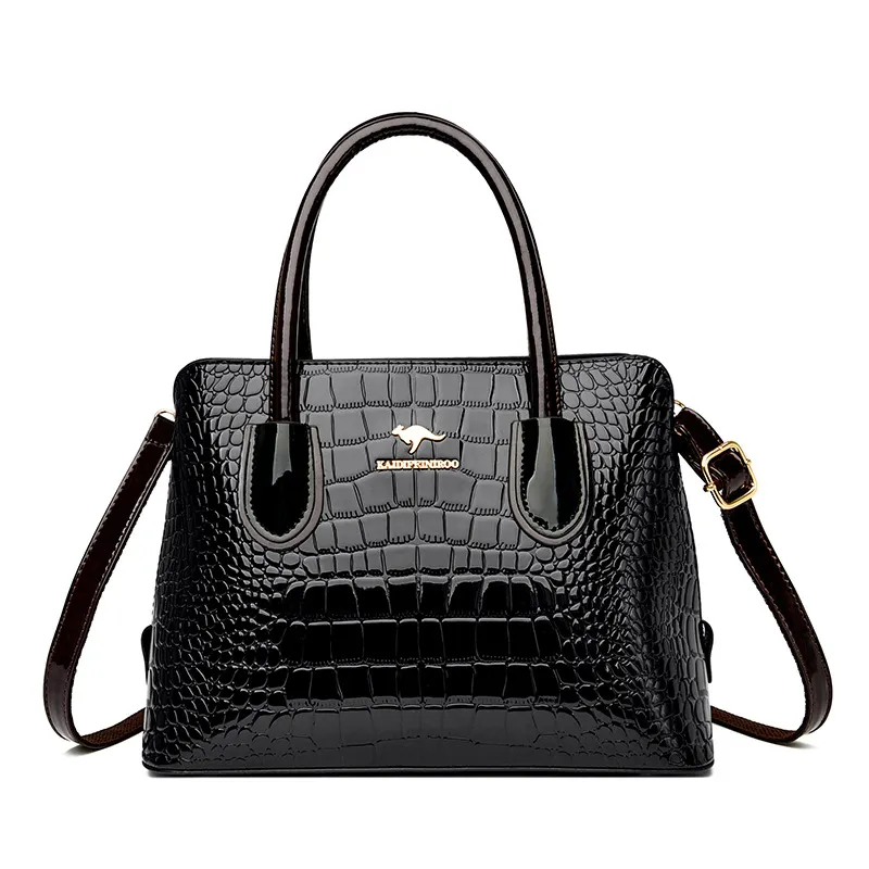 Women's Crossbody Shoulder Bag Patent Leather Glossy - Black