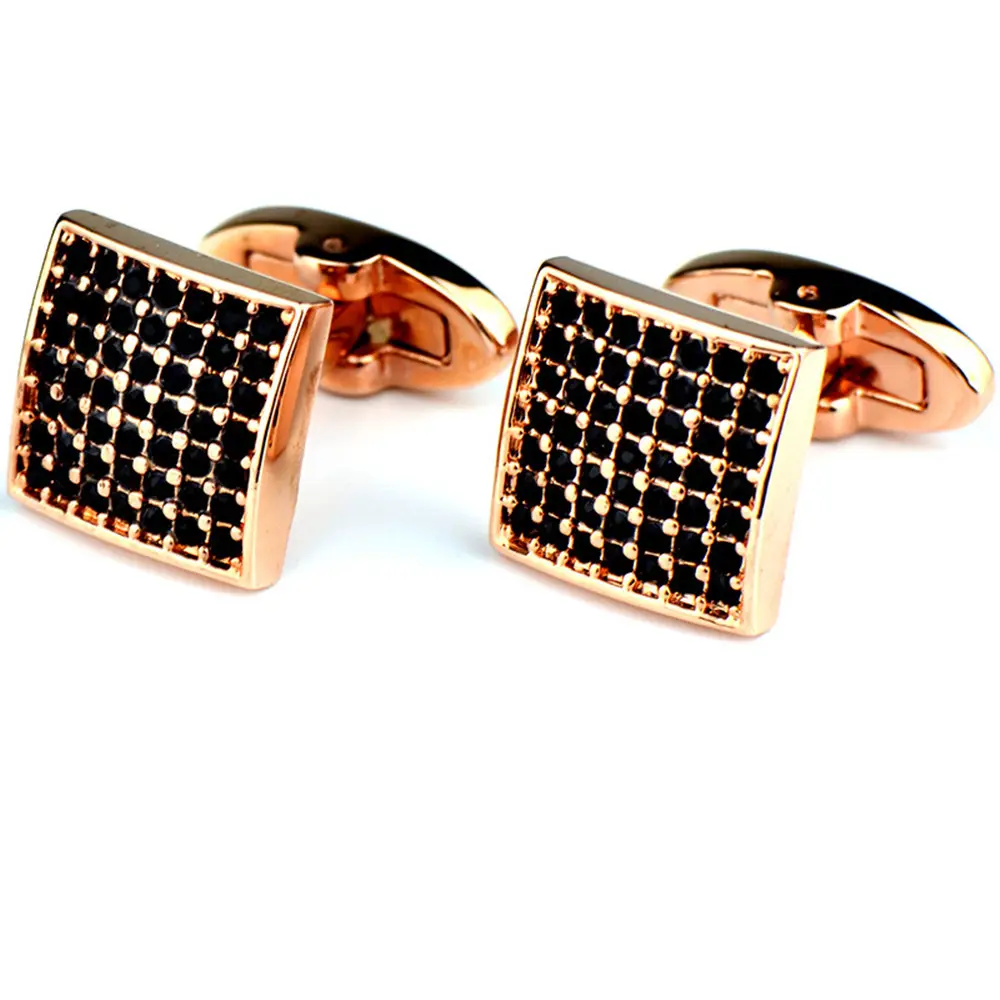 Full Diamond Precision White Cufflinks Rose Gold
