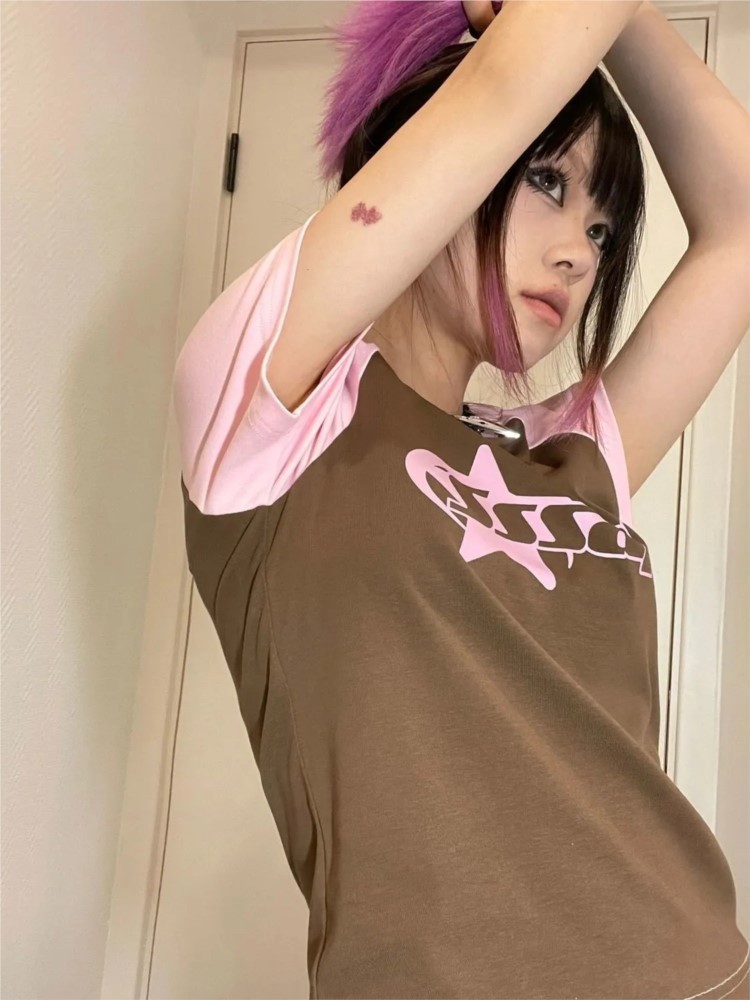 Round Neck Pullover Short Sleeve Letter Printing