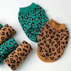 Knitted Dog Leopard-print Sweater Small Dog Pet Dog Cat Clothes - Yellow Leopard Print - View 1