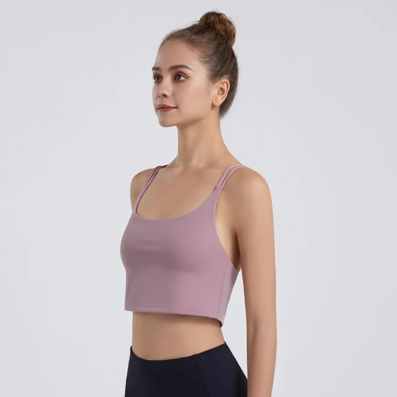 New European And American Nude Sports Bra Women's Breathable - Lilac Purple