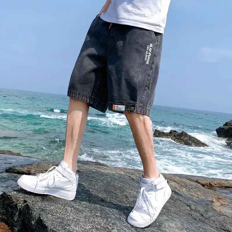 Straight Thin Trendy Middle Pants Men's Casual Five-point Pants