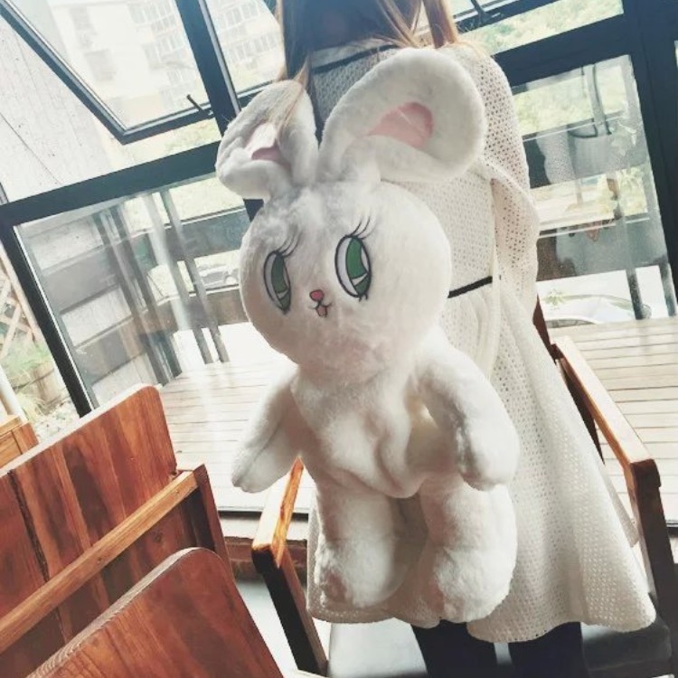 Rabbit Cute Furry Big Eyes Backpack Shoulder Travel Bag