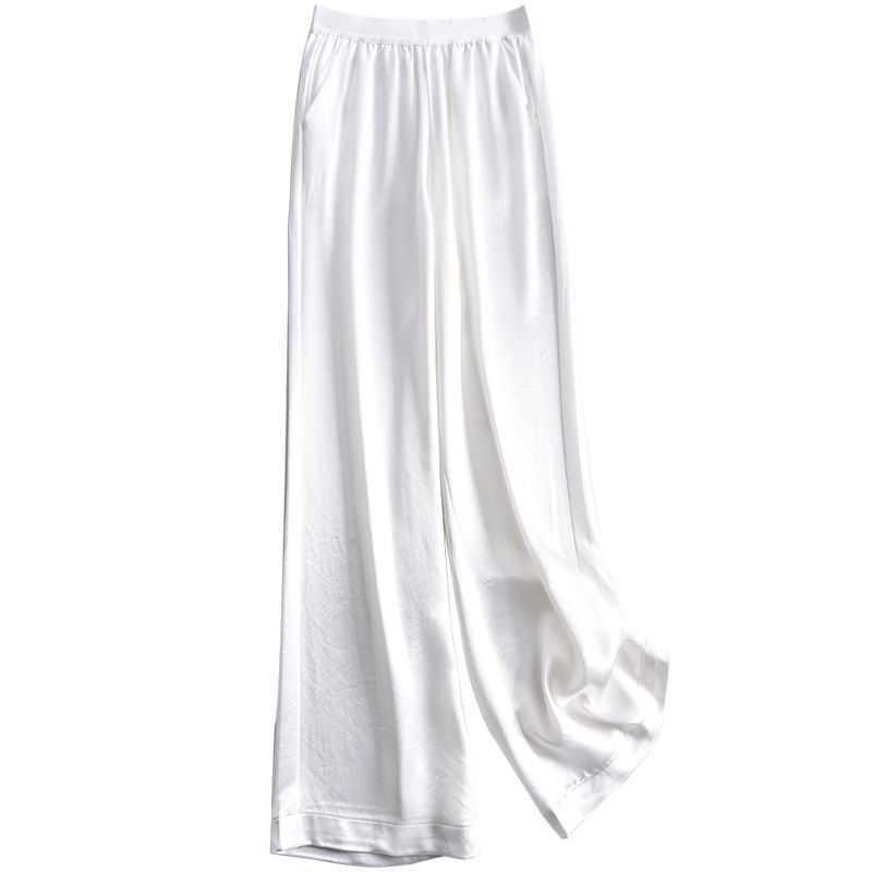 Three Acetate Wide-leg Pants, High Waist Drape, Silky Ice Silk Straight
