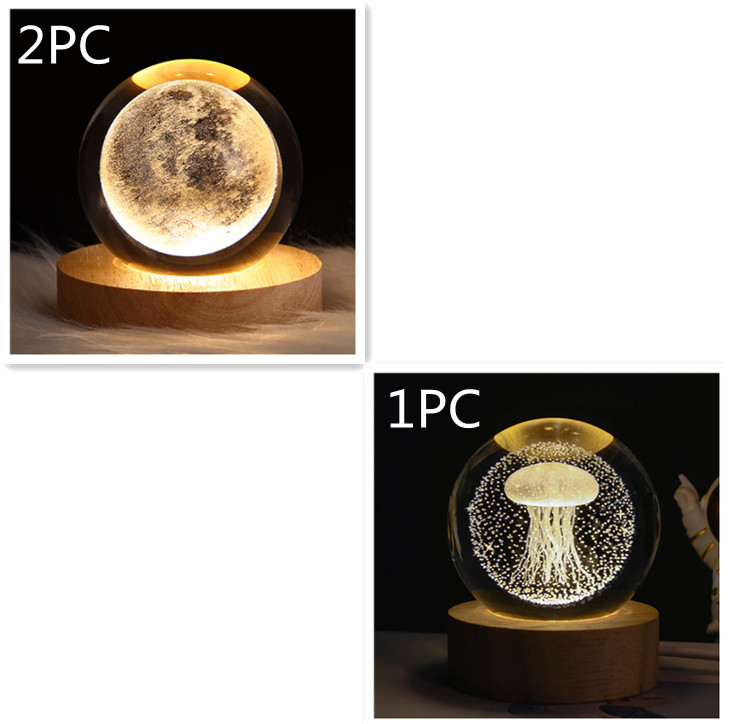 Luminous Starry Sky And Planets Moon Moon Crystal Ball Small Night Lamp ...