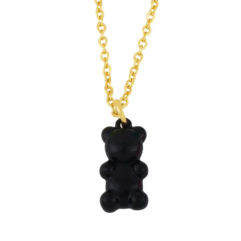 Ins Wind Cute Color Dripping Oil Bear Pendant Clavicle Female Forest Necklace Kw76