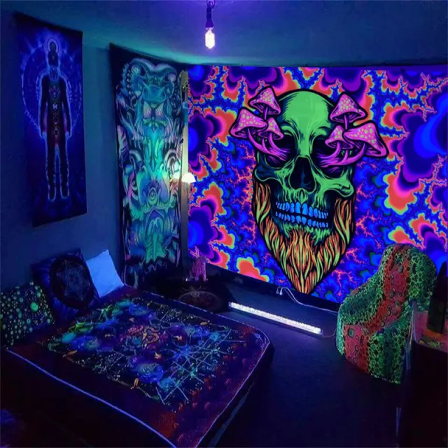 Fluorescent Tapestry Game Skull Mushroom Style3 - Shop at LoveMi