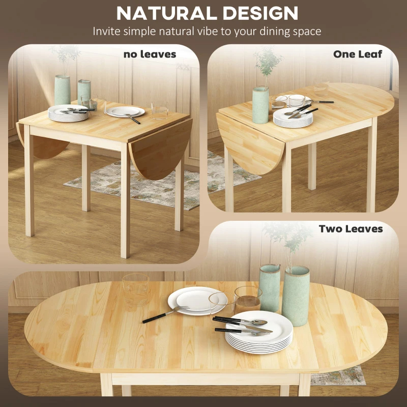 Wood Kitchen Table, Drop Leaf Tables For Small Spaces, Natural