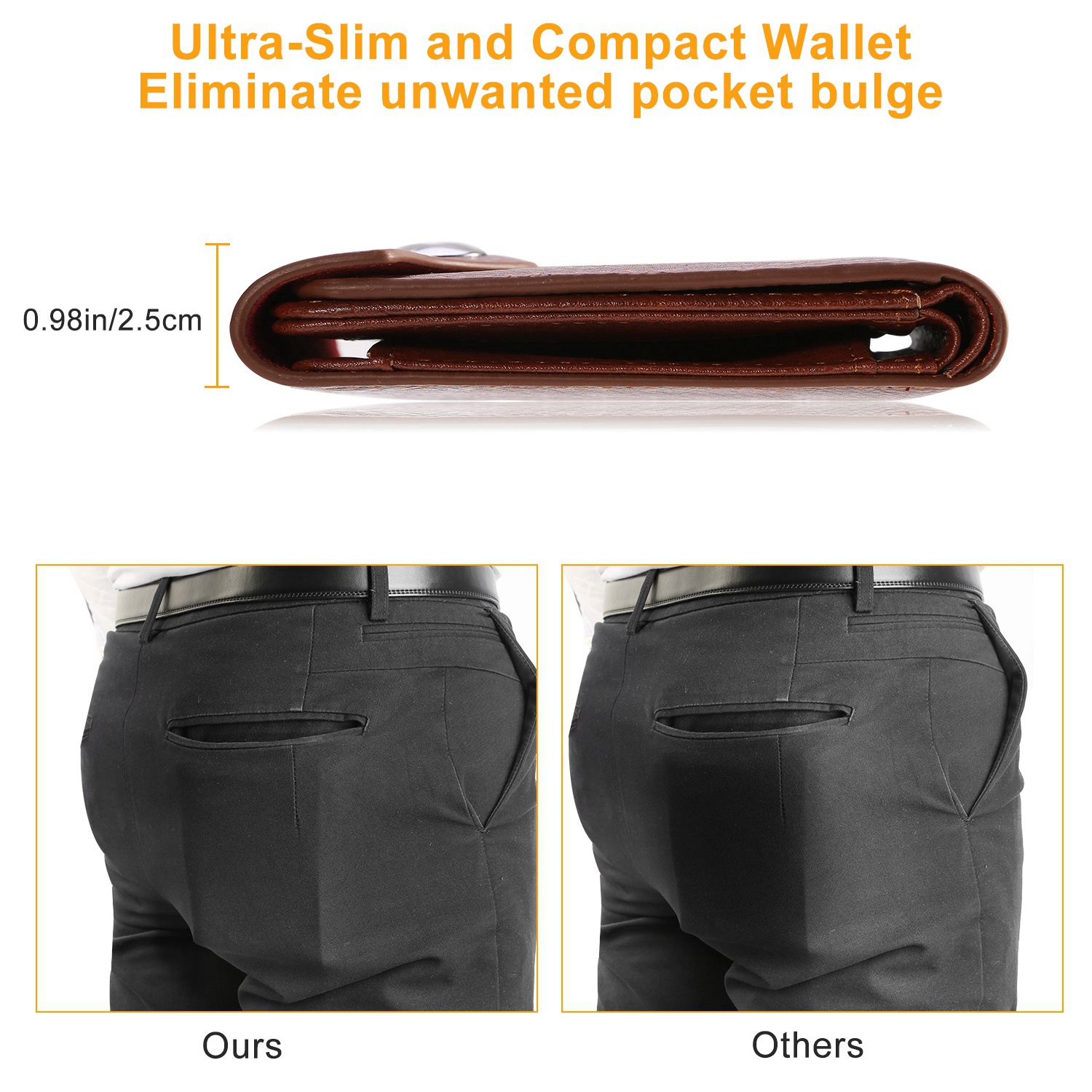 1Pc Men  Wallet PU Leather Purse Slim Card Holder Cases With 2 ID Window Coin Pocket — foto 5
