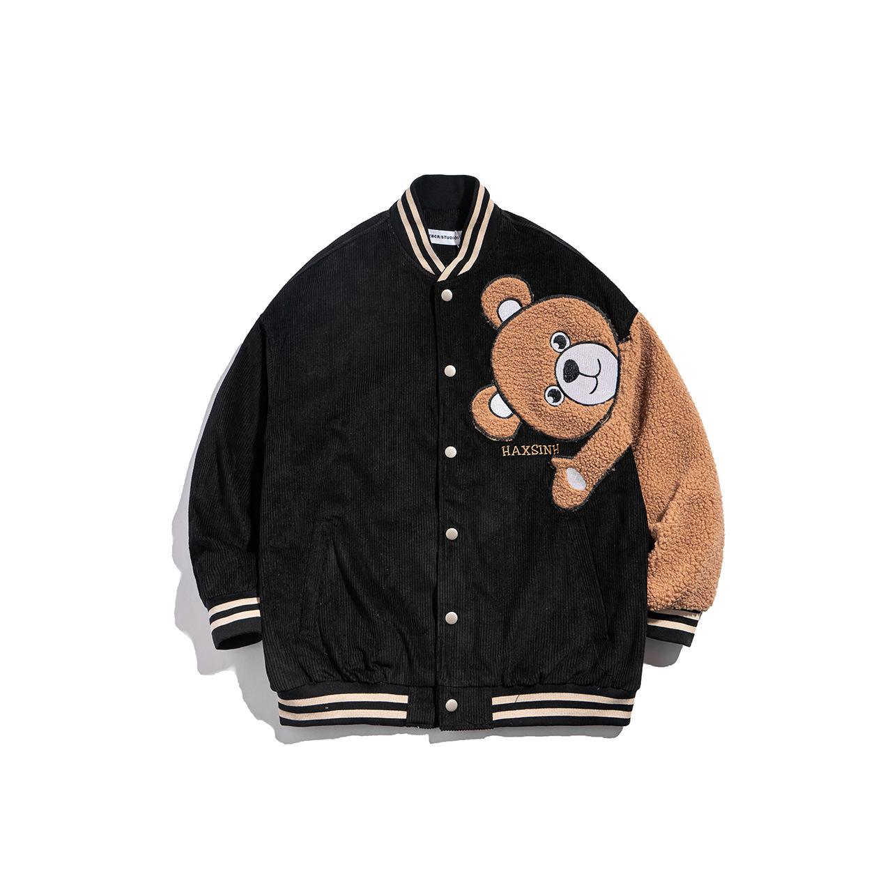 Japanese Retro Bear Flocking Work Jacket