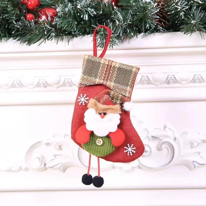 Mini Christmas Stocking Ornaments, Santa, Snowman and Reindeer Designs, Sold in Packs of 4 - detail photo 13