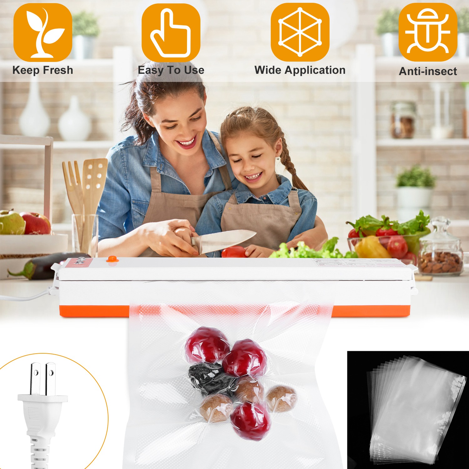 Electric Vacuum Sealer Machine Household Automatic Food Vacu view 14