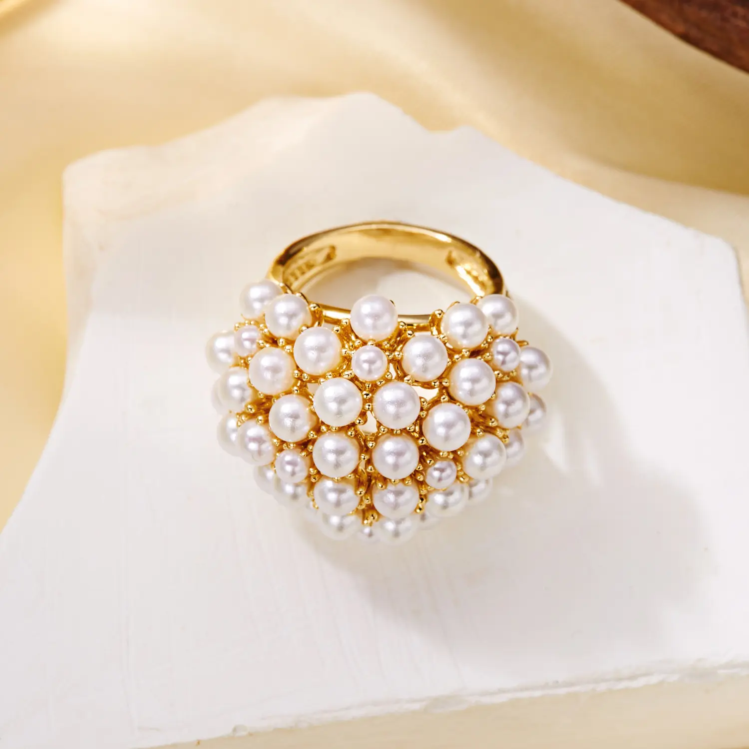 Vintage Luxury Pearl Cluster Statement Ring Elegant