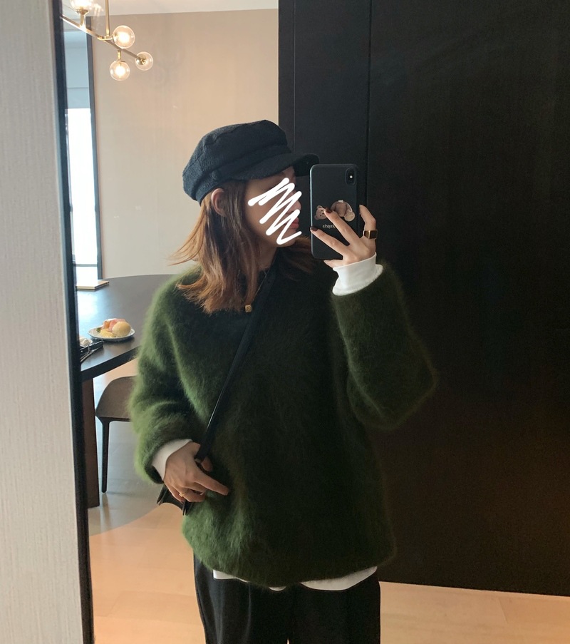 Title 4, Mink Sweater Coat Female Loose Crew Neck Top