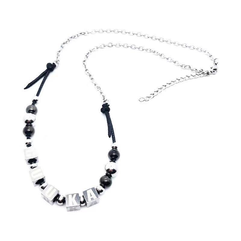 Black And White Steel Ball Cold Wind Street Hip Hop High-end Gift Necklace