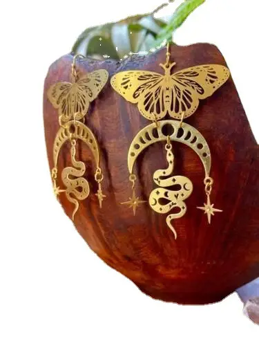 Fashion Butterfly Moon Snake Earrings