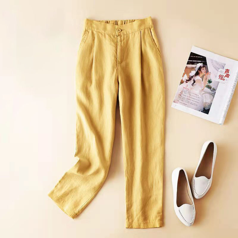 Linen Plus Size Cotton And Linen Solid Color Harem Pants
