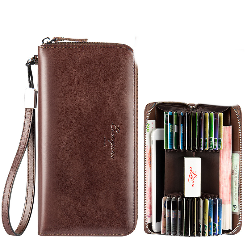Clutch Bag Bank Card Holder Leather Anti-degaussing Anti-theft Brush