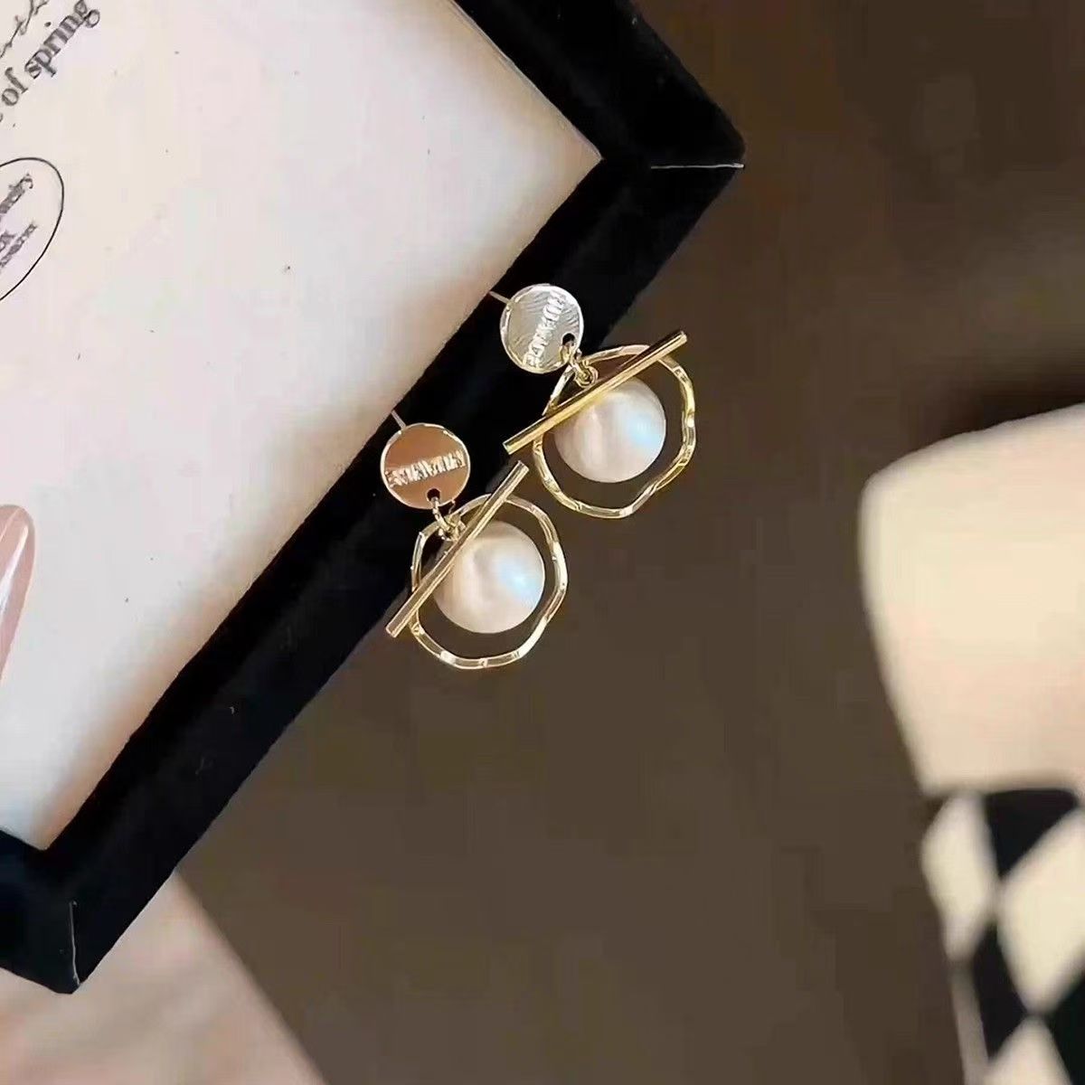 Geometric Sequin Ball Drop Earrings
