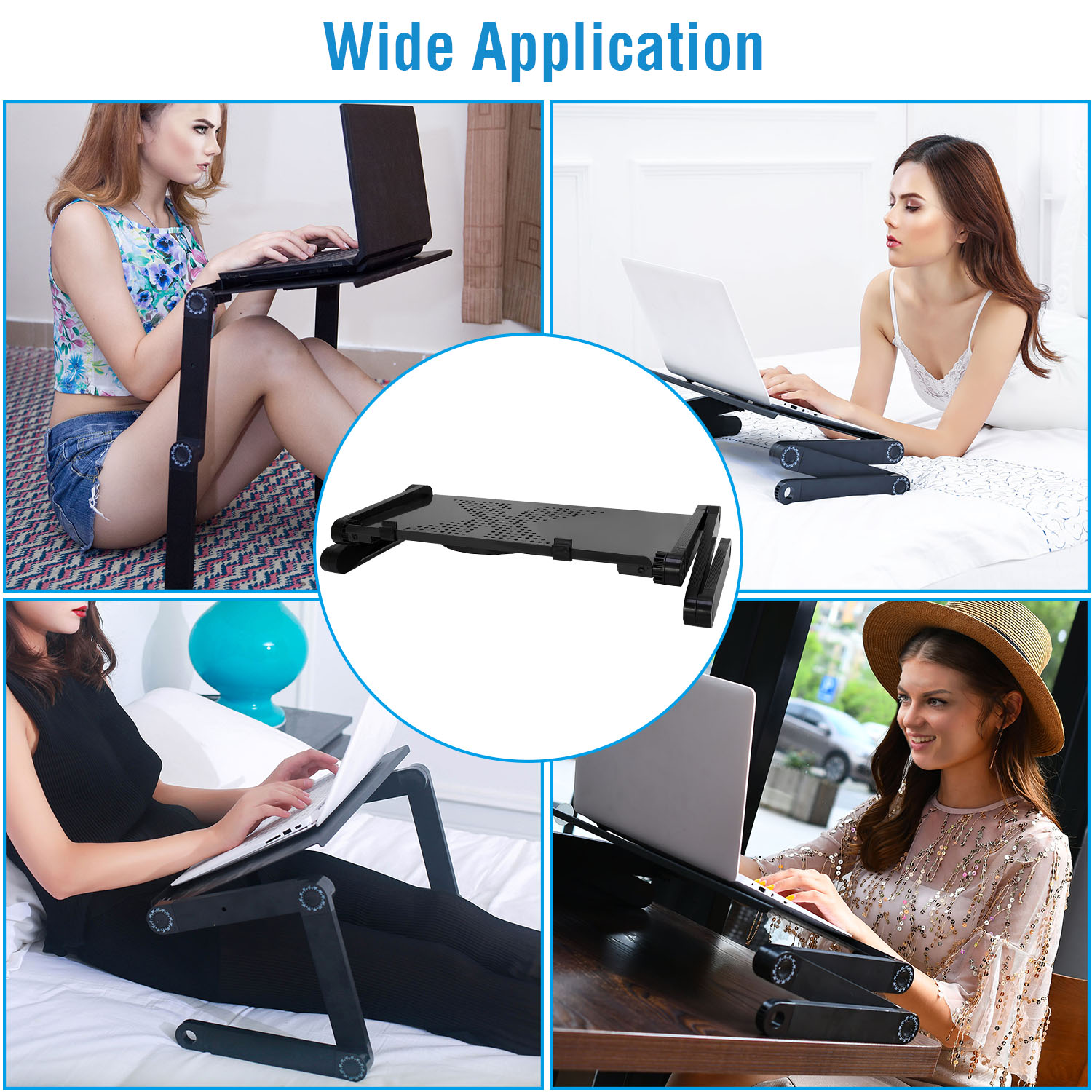 1Pc Foldable Laptop Table Bed Notebook Desk With Mouse Board Aluminum Alloy Breakfast Snacking Tray For Home Office Travel Use 2