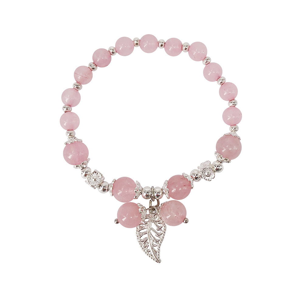 Natural Stone Crystal Leaf Pendant Bracelet