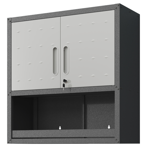 Metal Wall-Mounted Tool Storage Cabinet With Locking Door And 1 Shelf 1 Opened Drawer For Garage Warehouse,Office,Assembly Required — foto 15