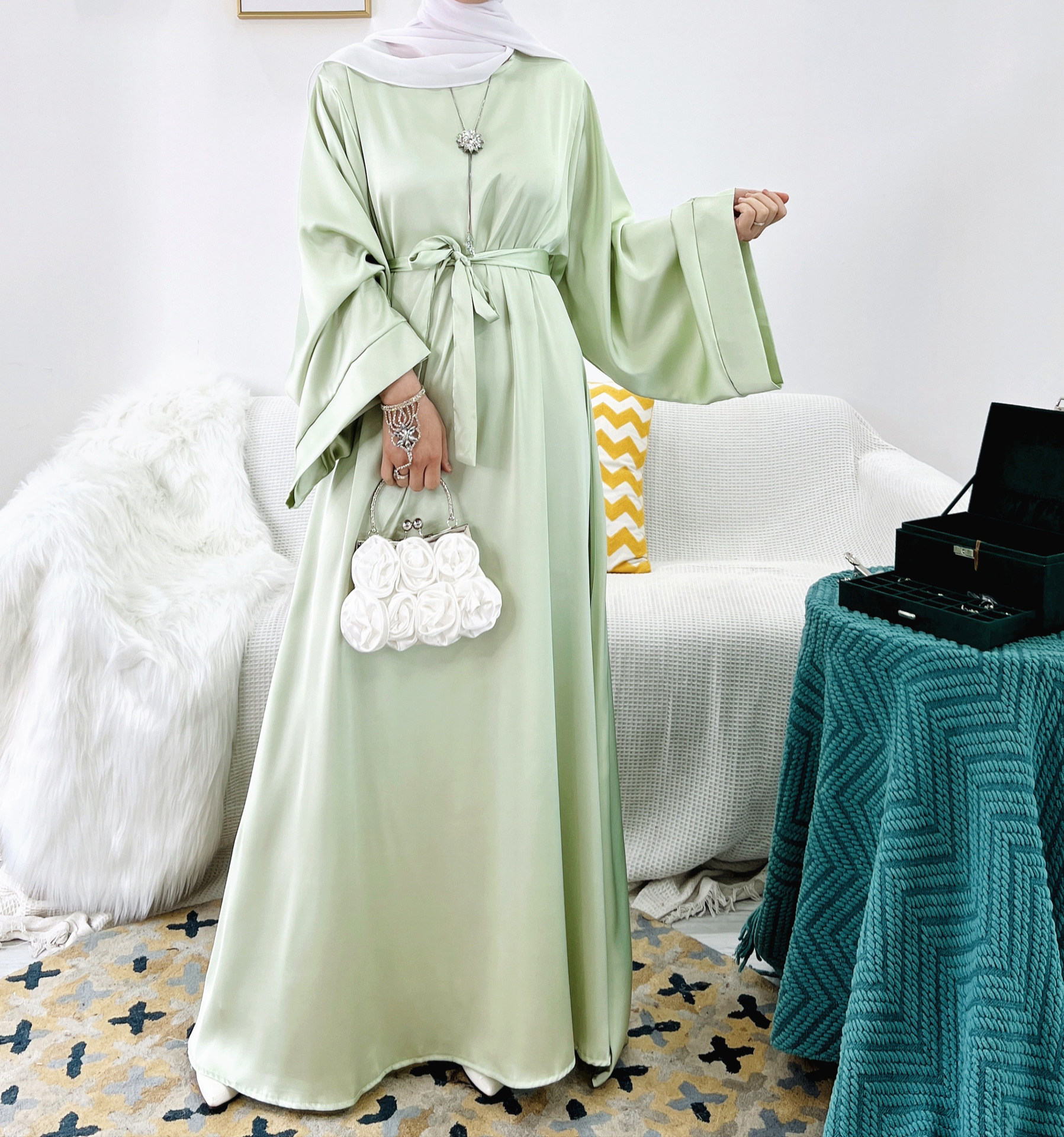 Solid Colour Large Size Multi-coloured Robe Prayer Dress For Women