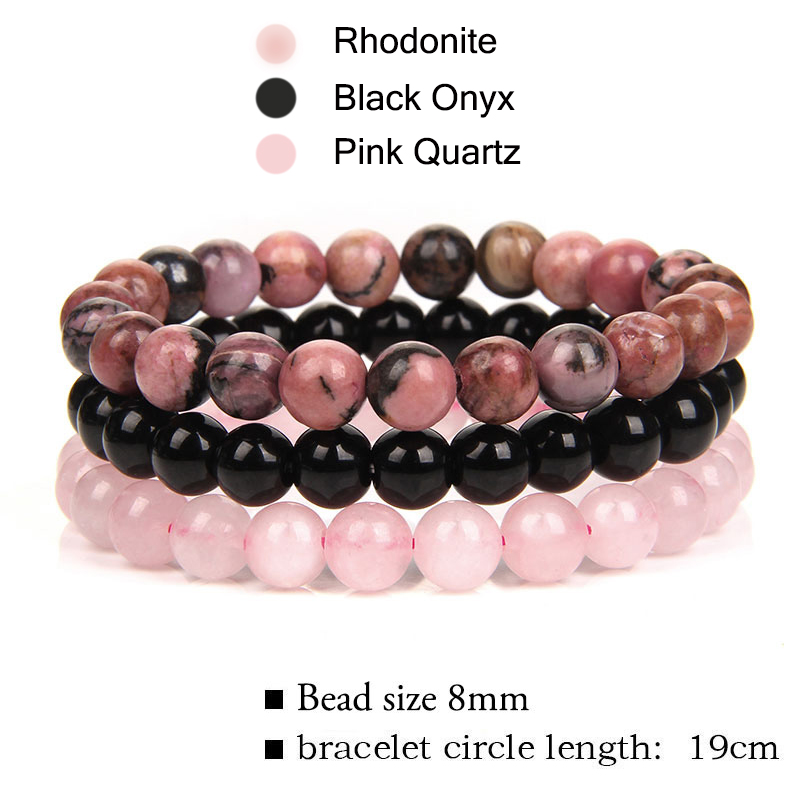 Three-pack Of Natural Stone 8mm Beaded Bracelets