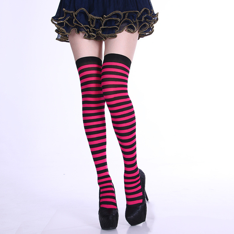 Rose red black striped long