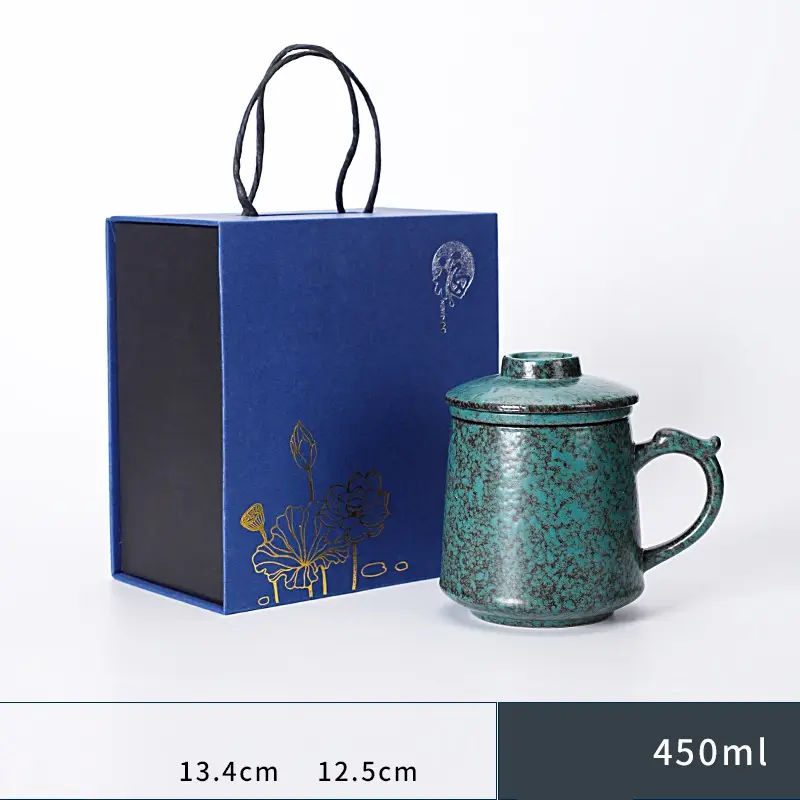Filtered Ceramic Mug With Wooden Handle And Lid