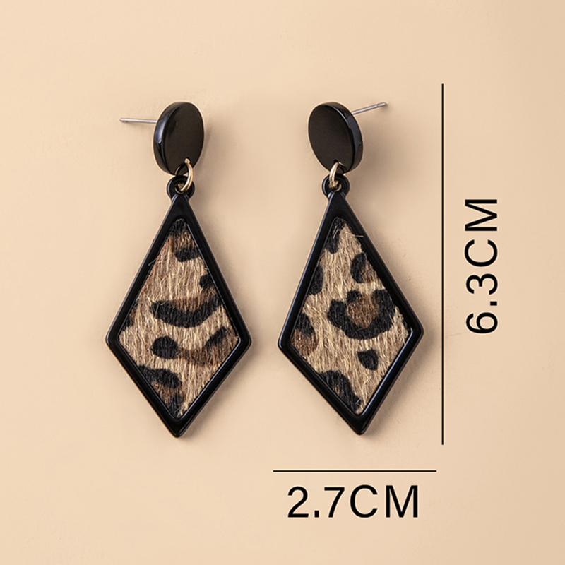 Vintage Geometric Leopard Skin Acrylic Statement Earrings For Women