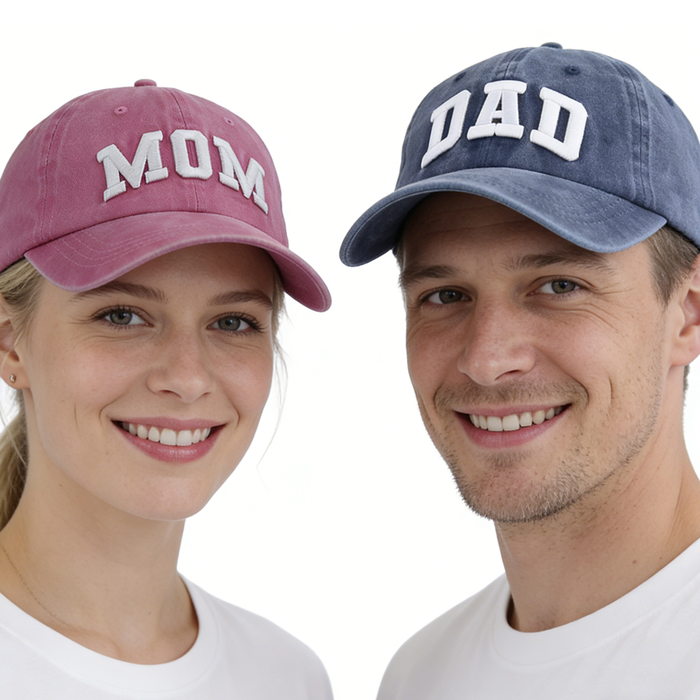 Set Of 2 Pcs Mom And Dad Hats, New Parents Gifts For Couples, Mama Papa Baseball Caps, Fathers Mothers Day Christmas Birthday Gift For Women, Men, Daddy, Grandma, Grandpa - Image 1