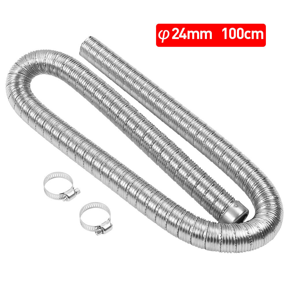 24mm Parking Di Esel Air Heater Exhaust Pipe Tube W End Cap Stainless Steel — image 4