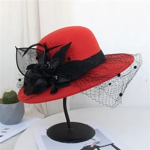 Ladies Temperament Retro Mesh Fashion Hat Trend Orange - Shop at LoveMi