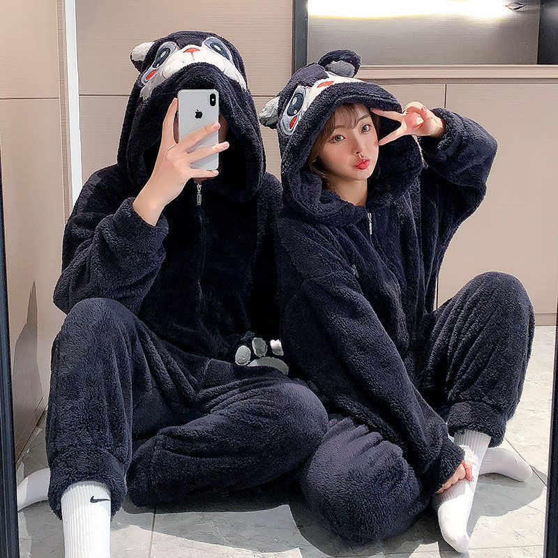 Title 7, Coral Fleece Couple Jumpsuit Pajamas Women