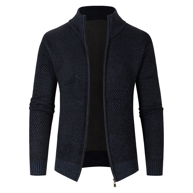 New Style Men's Cardigan Stand Collar Plush Coat