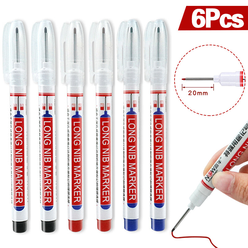 6pcs 20mm Long Nib Nose Reach Head-Permanent Ink Marker-Pens Fine Tip Deep Hole — image 9